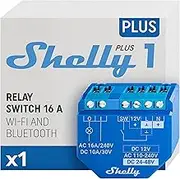 Shelly Plus 1 Smart Home Relay Switch, Digital Control of Electronic Devices via Free App & WiFi, Compatible with Alexa & Google Home, Control Lamps & Garage Doors Without Hub