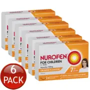 4 x Nurofen For Children 7+ Years Chewable Capsules Orange Ibuprofen 24 Pack