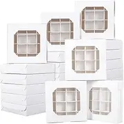 20pcs Chocolate Boxes Packaging White Sweet Boxes Pie Box with Viewing Window and Divider for Chocolate Sweet Assortment 16-Compartments Quick Assemble Sampler Boxes (20Pcs)