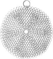 BRIGHTFUFU Pot Scrubber Stainless Steel Cleaner with Corner Ring for Cast Iron Skillet and Wok Convenient Hanging Design Lightweight and Portable