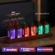 Wooden LED Digital Clock - Nixie Tube Clock with RGB Glow