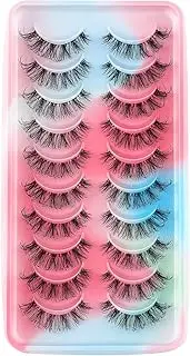 DIY Eyelash Extension Individual D Curl Natural Cluster Volume Eyelash Set,Russian Strip Eyelashes,10 Pair Clear Band D Curl Natural 3D Mink Lashes (ADD5)