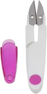 1Pc White Handle and Safety Cover Sewing Scissors Clothes Thread Embroidery Cros