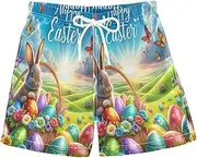 [RPLIFE] Boy Swim Trunks, Anti-Chafe Swim Trunks Boys 2T, Easter Rabbit Colorful Eggs