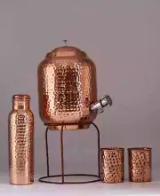 Copper Dispenser Handmade Water Pitcher Pot 5L With 2 Glass and 1 bottle