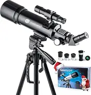 [YUANZIMOO] Telescope 70 mm Aperture 400 mm Refractor Astronomical Portable Telescope for Kids Adults Beginners with Tripod Phone Adaptere Carrying Bag Black