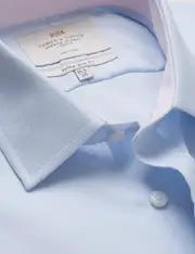 Hawes & Curtis Non-Iron Blue & White Pick and Pick Extra Slim Fit Shirt | Contrast Detail Size: 17" collar, 37" sleeve