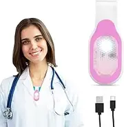 Rechargeable Nursing Night Light Nurse Nightshift Hands Free Emergency LED Flashlight Clip on Running Lights for Walking Running Pets Outdoor Emergency(Pink)
