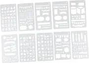 LALAFINA 15pcs Handbook Painting Template Drawing Stencils Multiple Crafts Art Scrapbook Hollow Painting Stencil Painting Templates Paint Stencil White Pet Environmental Protection Material