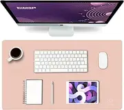K KNODEL Leather Desk Mat, Office Desk Pad, Large Mouse Pad, Keyboard Pad, Computer and Laptop Mat for Desk, Desk Protector, Desktop Mat for Writing, Desk Blotter and Cover (60x35cm, Pink)
