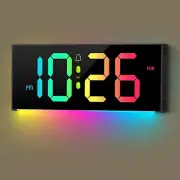 Digital Clock, Alarm Clock with 12 RGB Colors Changing Remote Control, 13" LE...