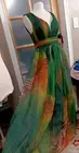 Giffniseti Chiffon Sleeveless Maxi Dress High Waist V-Neck Backless Lined Sz M