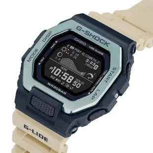 【CASIO 卡西歐】G-SHOCK G-LIDE系列經典設計衝浪者潮汐電子錶_白X藍_GBX-100TT-2_46mm