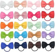 ULDIGI Elastic Bow Hair Tie 20pcs Hair Bows for Girls Boys and Girls Loop Scrunchie Headband