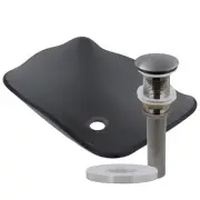Miseno MNO-G713 Oval 20" Vessel Tempered Glass Bathroom Sink - Gun Metal Drain
