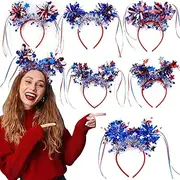 [Generic] Patriotic Headbands - 6X Red White And Blue Hair Hoops,Favors Decorations Headbands For Memorial Day, Labor For Memorial Day, Labor Day, Birthday Party, Wedding Decoration