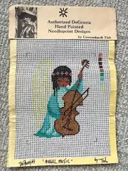 Vintage DeGrazia Hand-painted Needlepoint Canvas - Angel Music - Southwest