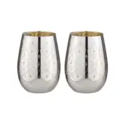 2PK Estelle Metallic 500ml Stemless Glass Cup - Silver