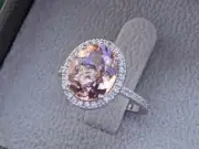 Oval Cut 5.10 Ct Peach Morganite Engagement Jewelry Ring 925 Sterling Silver