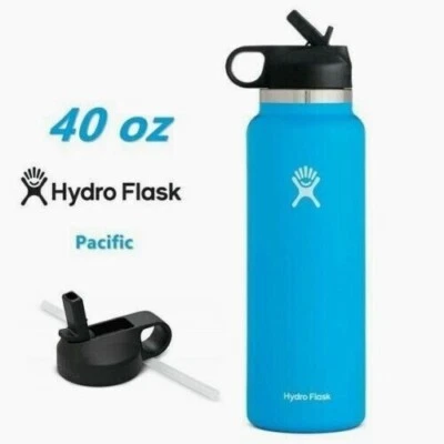 WEEKEND SALE Hydro Flask Water Bottle Stainless steel Wide Mouth Straw Lid 40oz