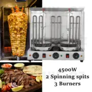 4.5kw Electric Doner Kebab Shawarma Grill Machine Rotating Rotisserie w/3 Burner