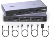 8K@60Hz KVM Switch HDMI USB 3.0 with 3 USB + 1 Type-C Ports Switch 2 Ports for 2