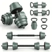 NNETM 3-in-1 Adjustable Dumbbells, Kettlebell, and Barbell Weight Set Gray