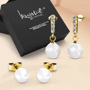 Boxed 2 Pairs Earrings Set Embellished with SWAROVSKI® Crystal Pearls