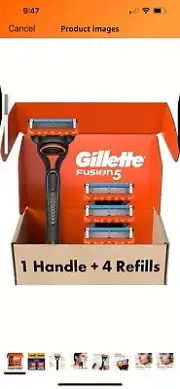 Gillette Fusion5 Razors for Men, 1 Razor, 4 Blade Refills