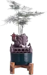 Tabletop Water Fountain Tabletop Fountain New Chinese Style High Mountain Running Water Desktop Fountain Interior Decoration Mini Ceramic Table Fountain Office Relaxation Meditation Fountain