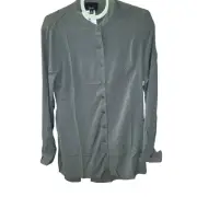 NWT Urban Outfitters Lumiere Button Front Long Sleeve Belted Shirt Green Small