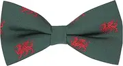 [King & Priory] Dark Green Embroidered Welsh Dragon Bow Tie, Green, One Size