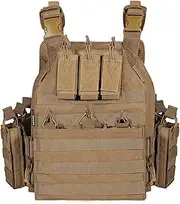 [PIKEON] Tactical Vest Quick Release Airsoft Vest for Man Outdoor Adjustable Breathable Vest (Tan)