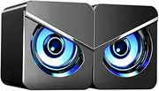 Computer Speakers Desktop Sound System 2.0 Channel External Speaker Box Mic Black Version