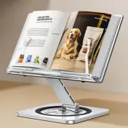Book Stand for Reading Holder with 360 Swivel Base Elastic Page Clips Adjustable