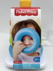 Fisher-Price Baby Stacking Toy Rock-A-Stack RolyPoly Base 5 Colorful Ring Rattle