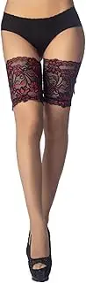[iB-iP] Women's Lace Mesh Stylish Sheer Seam Back Thigh High Hold-up Stockings