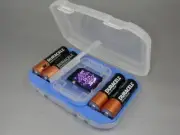 Battery Travel Case Holder fits 4 AA & SD mini RS MMC card + Engraved Nameplate
