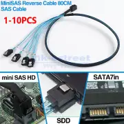 Internal HDD Mini SAS Cable SFF-8643 To 4 SATA Reverse Breakout Cable 80CM Lot