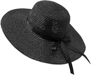 [Generic] Wide Brim Floppy Hats for Women Beach Straw Hat Summer Sun Cap Foldable UV Protection Sunhats for Travel Vacation