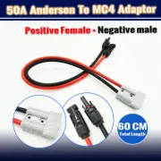 60CM for MC4 CONNECTOR TO 50A ANDERSON PLUG SOLAR 6MM² CABLE ADAPTOR WIRING LEAD