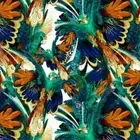 Parrot Pandemonium Mulga Ochre Cotton Fabric 110cm wide per metre