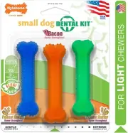 Nylabone FlexiChew Small Dog Toy Dental Kit Peanut Butter Bacon Flavor - 4 Pack
