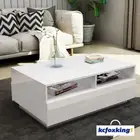 High Gloss Modern Coffee Table w/ 4 Drawers Storage Shelf Wood Furniture White