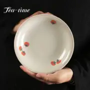 Hand Painted Persimmon Ceramic Pot Bearing Holder Retro Plant Ash Glaze Tea Set