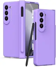 Full Protection Pen Slot Capacitive Pen Phone Case for Samsung Galaxy Z Fold 5 Fold5 5G Hinge Protection Shockproof Cover,Purple,for Galaxy Z Fold5