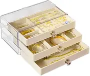 [AIMALL] 3Tier Acrylic Jewelry Organizer Box Display Drawer Case Earring Necklace Storage