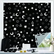 100% Blackout Blinds 98" x57", Portable Blackout Curtains, No Drill DIY Blackout Blinds Sunblock Window Cover Black Out Curtains, for Baby Nursery, Travel,Bedroom, Dorm Room(Stars & Moon)