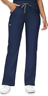 [COMENII] Scrubs for Women, Mid Rise Straight Leg Cargo Scrubs Pants with Knit Yoga Waistband, Anti-Wrinkle Womens Scrubs Pants