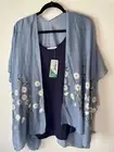 Zenana Womens NEW Tank Blue Size L Unbranded Light weight Floral Cardigan 0015